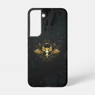 Funda Para Samsung Galaxy S22 Calavera de pájaro dorado sobre fondo negro