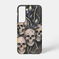 Calavera gótica y flor morena