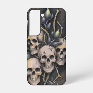 Funda Para Samsung Galaxy S22 Calavera gótica y flor morena