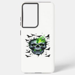 Funda Para Samsung Galaxy S21 Ultra Calavera maldecida con fuego verde - Horror Ar Hal