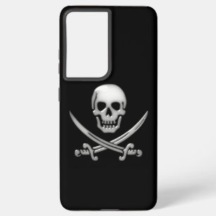 Funda Para Samsung Galaxy S21 Ultra Calavera pirata y cruces de espadas vidriosas