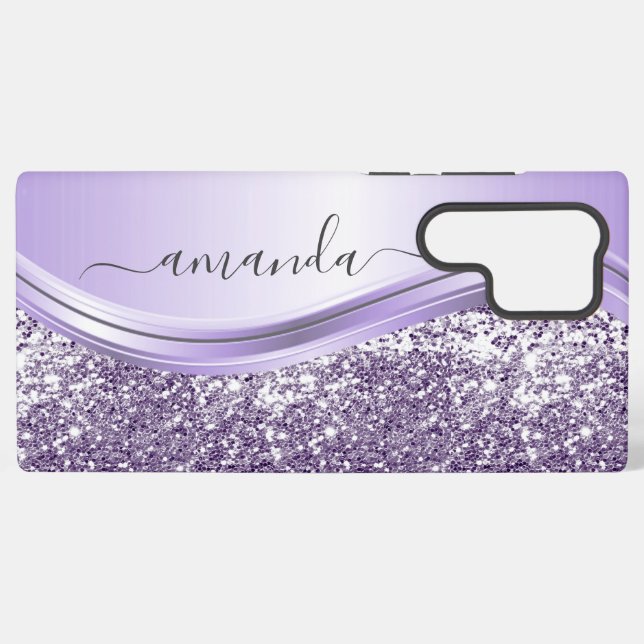 Funda Para Samsung Galaxy Caligrafía manuscrita de lentejuelas de lavanda (Reverso Horizontal)