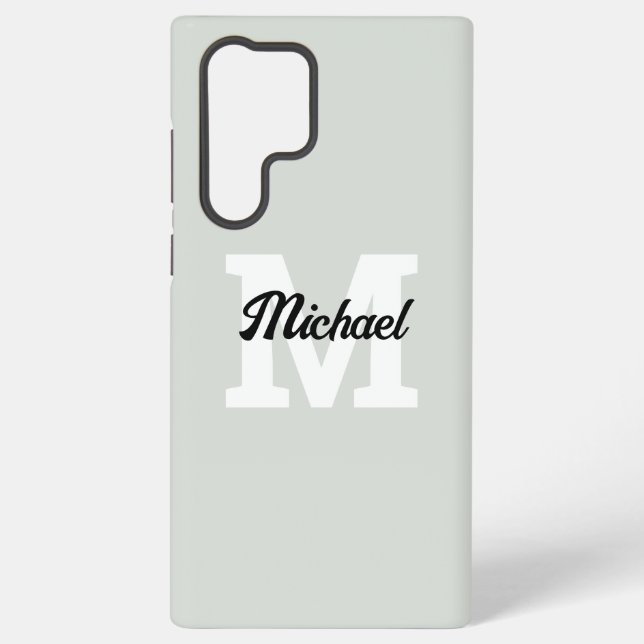 Funda Para Samsung Galaxy Calligrafía de guión monograma Sage Green (Reverso )