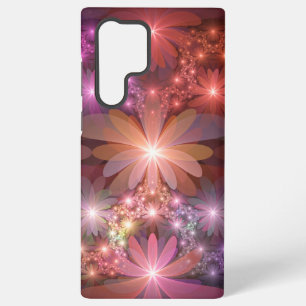 Funda Para Samsung Galaxy S22 Ultra Cama De Flores Colorido Brillante Arte Fractal Abs