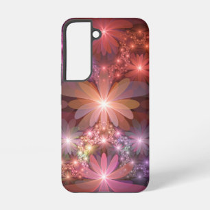 Funda Para Samsung Galaxy S22 Cama De Flores Colorido Brillante Arte Fractal Abs