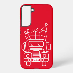 Funda Para Samsung Galaxy S22+ Camión de Navidad Santa vista frontal delineado