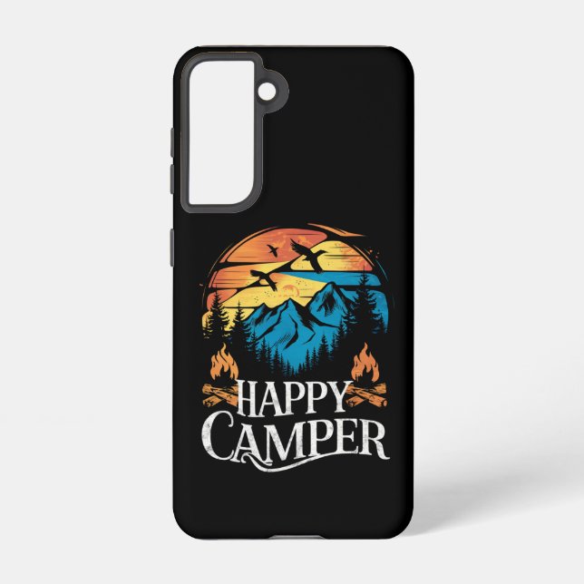 Funda Para Samsung Galaxy Camionera de camping feliz retro (Reverso )