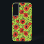 Funda Para Samsung Galaxy S22  Camionetas rojas y verdes en verde lima<br><div class="desc">Patrón de amapolas rojas sin soldadura,  pintado a mano con marcadores de alcohol</div>