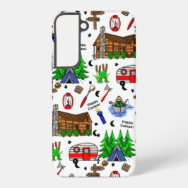 Funda Para Samsung Galaxy S22+ Camping Personalizado Camping Tema Feliz Camper