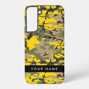 Funda Para Samsung Galaxy S22+ Camuflaje Amarillo y Verde Personaliza tu nombre