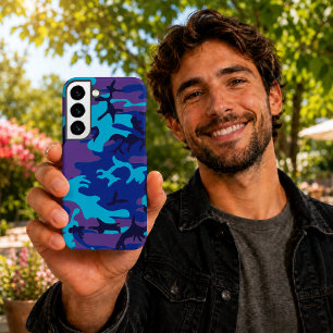 Funda Para Samsung Galaxy S22+ Camuflaje azul oscuro y púrpura