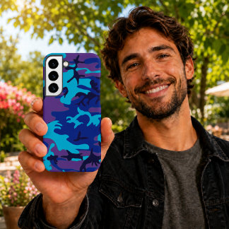 Funda Para Samsung Galaxy S22+ Camuflaje azul oscuro y púrpura