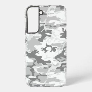 Funda Para Samsung Galaxy S22+ Camuflaje Gris Nieve Invernal, Militar, Ejército