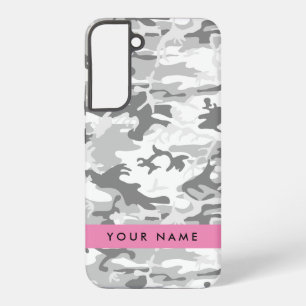 Funda Para Samsung Galaxy S22+ Camuflaje Gris Nieve Invernal Personaliza tu nombr