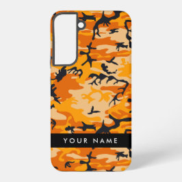 Funda Para Samsung Galaxy S22+ Camuflaje Naranja Personaliza tu nombre