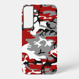 Funda Para Samsung Galaxy S22+ Camuflaje rojo y gris, ejército