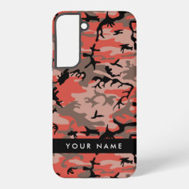 Funda Para Samsung Galaxy S22+ Camuflaje Rojo y Marrón Personaliza tu nombre