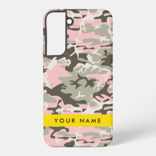 Funda Para Samsung Galaxy S22+ Camuflaje rosa y verde Tu nombre Personaliza