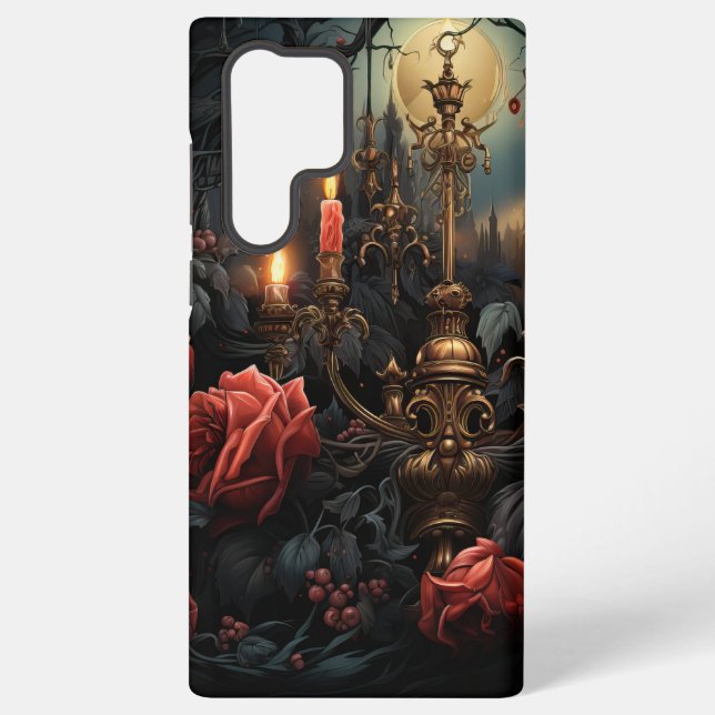 FUNDA PARA SAMSUNG GALAXY CANDLEABRA GÓTICA CON ROSAS ROJAS (Reverso )