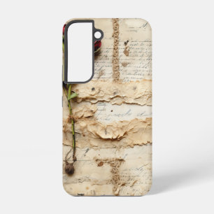Funda Para Samsung Galaxy S22 Carta de amor de pergamino vintage con flores (2)