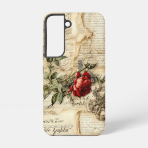 Funda Para Samsung Galaxy S22 Carta de amor en pergamino vintage con flores