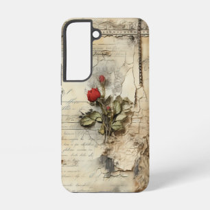 Funda Para Samsung Galaxy S22 Carta de amor en pergamino vintage con flores (10)