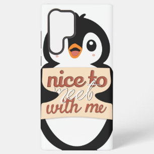 Funda Para Samsung Galaxy S22 Ultra Cartel de bienvenida de pingüino: encantado de con