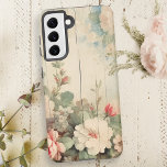 Funda Para Samsung Galaxy S21 Casa de campo con flores rusticas en el costado de<br><div class="desc">Diseño floral muy bonito con pulverizadores de esquina de rosas blancas y rosadas color agua y flores silvestres en rústica casa de campo con costura.</div>