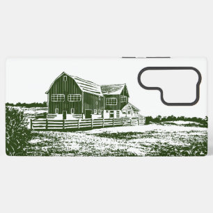 Funda Para Samsung Galaxy S22 Ultra Casa de campo estilo grabado en madera paisaje rur
