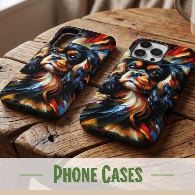 Funda Para Samsung Galaxy Cavalier King Charles Spaniel Dog Acrylic Print (Bold Black & Tan Cavalier Spaniel Art - iPhone/Samsung)
