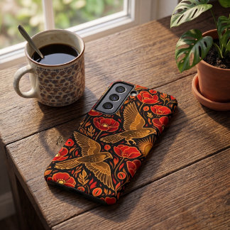Funda Para Samsung Galaxy S22 Cernícalos y amapolas Art Déco | Arte decorativo a