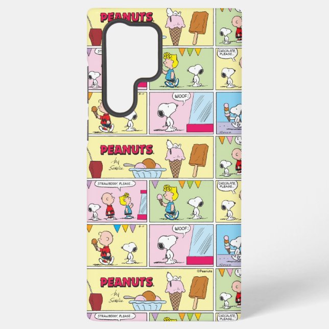 Funda Para Samsung Galaxy Charlie Brown, Snoopy y Sally | Helado (Reverso )