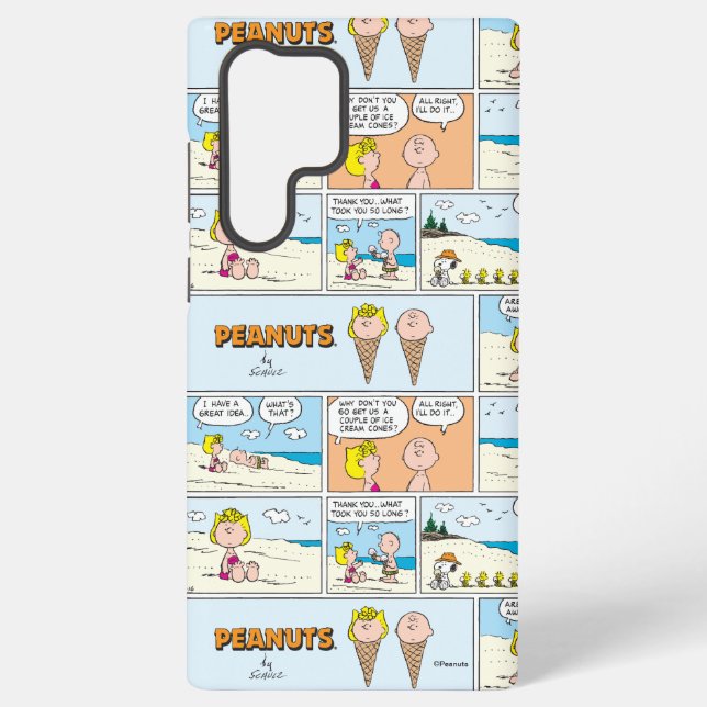 Funda Para Samsung Galaxy Charlie Brown Y Helados De Sally En La Playa (Reverso )