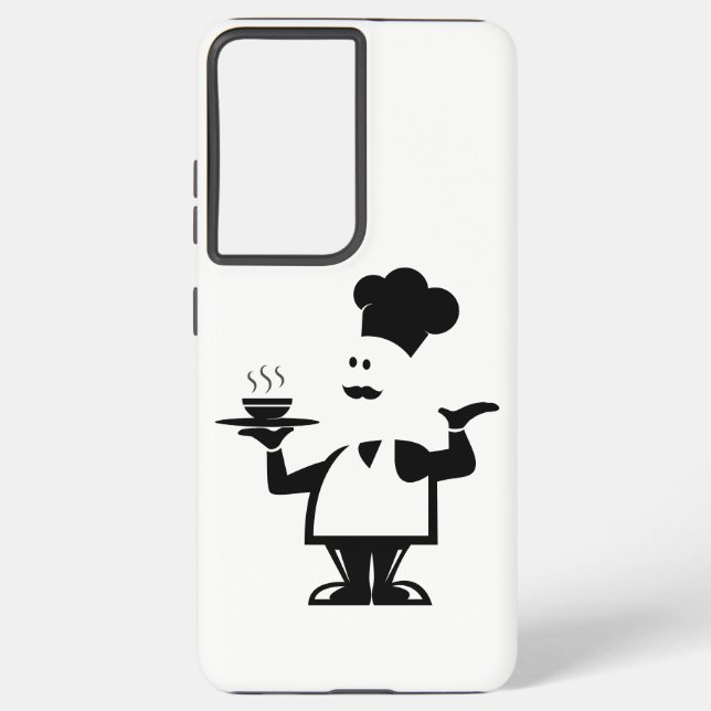 Funda Para Samsung Galaxy Chef sosteniendo un tazón de sopa (Reverso )