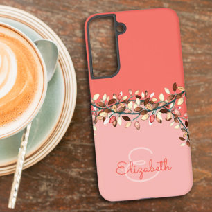 Funda Para Samsung Galaxy S22+ Chic Dos Tonos Coral Añadir Un Nombre Monograma Ho