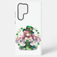 Chica de anime del trébol del Día de San Patricio