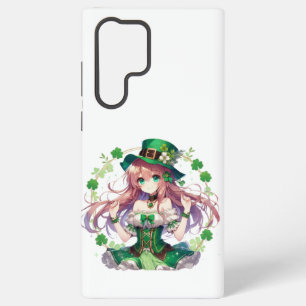 Funda Para Samsung Galaxy S22 Ultra Chica de anime del trébol del Día de San Patricio