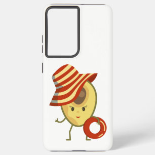 Funda Para Samsung Galaxy S21+ Chica de playa de aguacate con gorra solar y anill