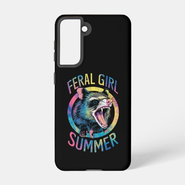 Funda Para Samsung Galaxy Chica Feral Summer Opossum Tye Raccoon (Reverso )