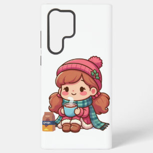 Funda Para Samsung Galaxy S22 Ultra Chica linda de Navidad/invierno con cacao