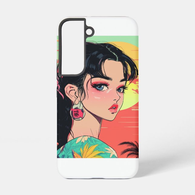 Funda Para Samsung Galaxy Chica Tropical Anime Sunset (Reverso )