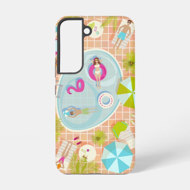 Funda Para Samsung Galaxy Chicas de bikini y chicos jugando al billar (Reverso )