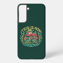 Funda Para Samsung Galaxy S22+ Chicos de Monster Truck Navideño Divertido Groovy