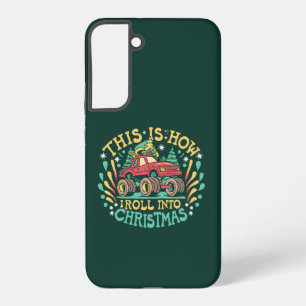 Funda Para Samsung Galaxy S22+ Chicos de Monster Truck Navideño Divertido Groovy