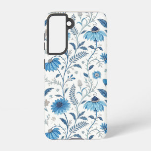 Funda Para Samsung Galaxy S21 Chinoiserie Blue Echinacea Pattern
