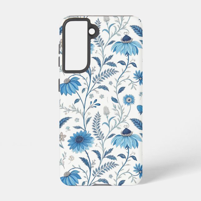 Funda Para Samsung Galaxy Chinoiserie Blue Echinacea Pattern (Reverso )