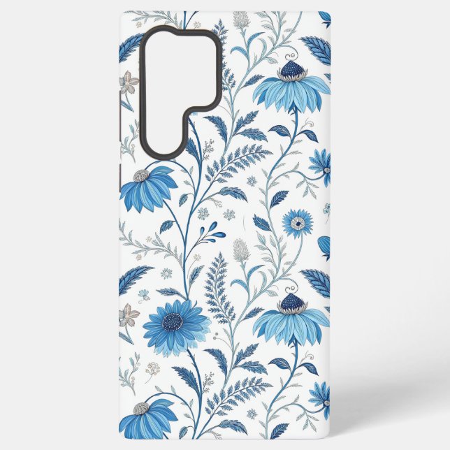 Funda Para Samsung Galaxy Chinoiserie Blue Echinacea Pattern (Reverso )