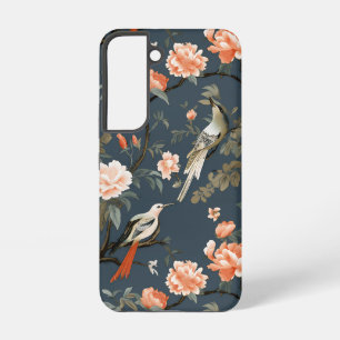 Funda Para Samsung Galaxy S22 Chinoiserie floral sobre Denim Blue