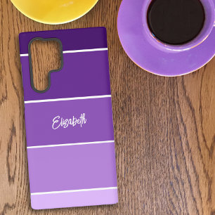 Funda Para Samsung Galaxy S22 Ultra Chip de Paleta de Colores de Franja Morada con Nom