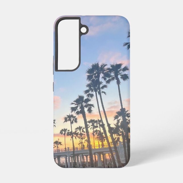 Funda Para Samsung Galaxy Cielo azul con nubes rosas en California (Reverso )